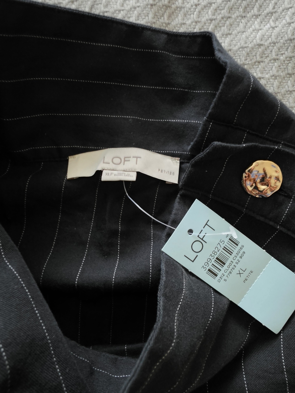 LOFT Black Pinstripe Blazer - Petite